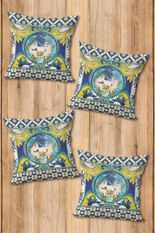 Dijital Baskılı Yumuşak Dokulu 4 Lü Kırlent Kılıfı Takımı 43x43 Cm Krl0071 Renkli