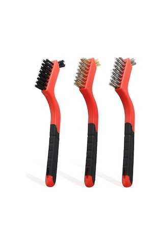 Tel Fırça Seti Pirinç Fırça Naylon Paslanmaz Çelik Kavisli Saplı Çizik Fırçası Pas Temizleme İçin, 115g