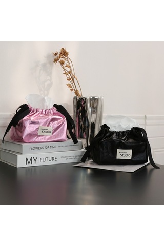 Yuntech01 Yüksek Kaliteli Poliester Dekoratif Mendil Kutusu, Ev Ve Araç İçin Çok Amaçlı Saklama Çantası, Minimalist Tasarım, Metal Pembe