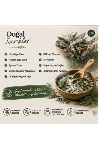 Laborem Natura Okaliptüs & Adaçayı Çok Amaçlı Banyo, Ayak Ve Vücut Tuzu Mineralli Rahatlatıcı Bakım Tuzu 350 Gr