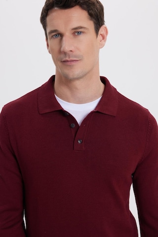 Tudors Erkek Standart Fit Normal Kesim Pamuklu Polo Yaka Bordo Kazak-41883 Bordo