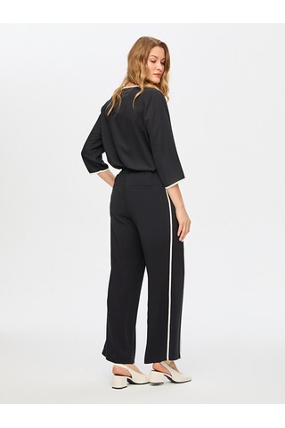 Faik Sönmez Wide Leg Fit Renk Bloklu Pantolon S26pnt020 Us26pnt02010 Siyah