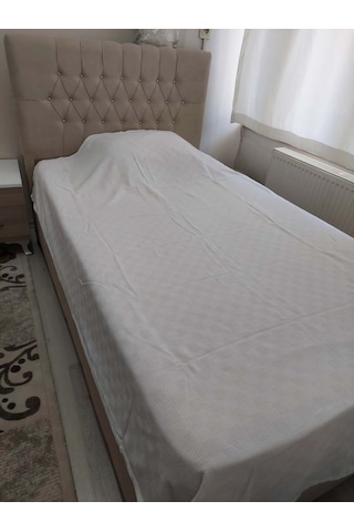 Otel Pikesi Tek Kişilik Dama Desen Beyaz 160x230 Cm 4'lü