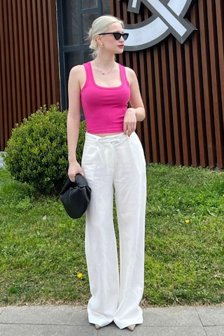 Madmext Ekru Kemerli Bol Paça Pantolon Mg1992-ekru Ekru