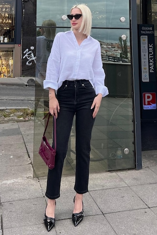 Madmext Siyah Slim Fit Kadın Mom Jean Mg1738-siyah Siyah
