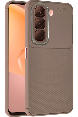 İnfinix Hot 50 Pro Plus 4g Kılıf Karbon Silikon Case Kapak Kahverengi