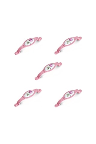5 Adet Tomurcuk Porselen Mobilya Dolap Kulp 96 Mm Pembe Gül Pembe