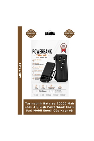 Taşınabilir Batarya 20000 Mah Ledli 4 Çıkışlı Powerbank Çoklu Şarj Mobil Enerji Güç Kaynağı Çok Renkli