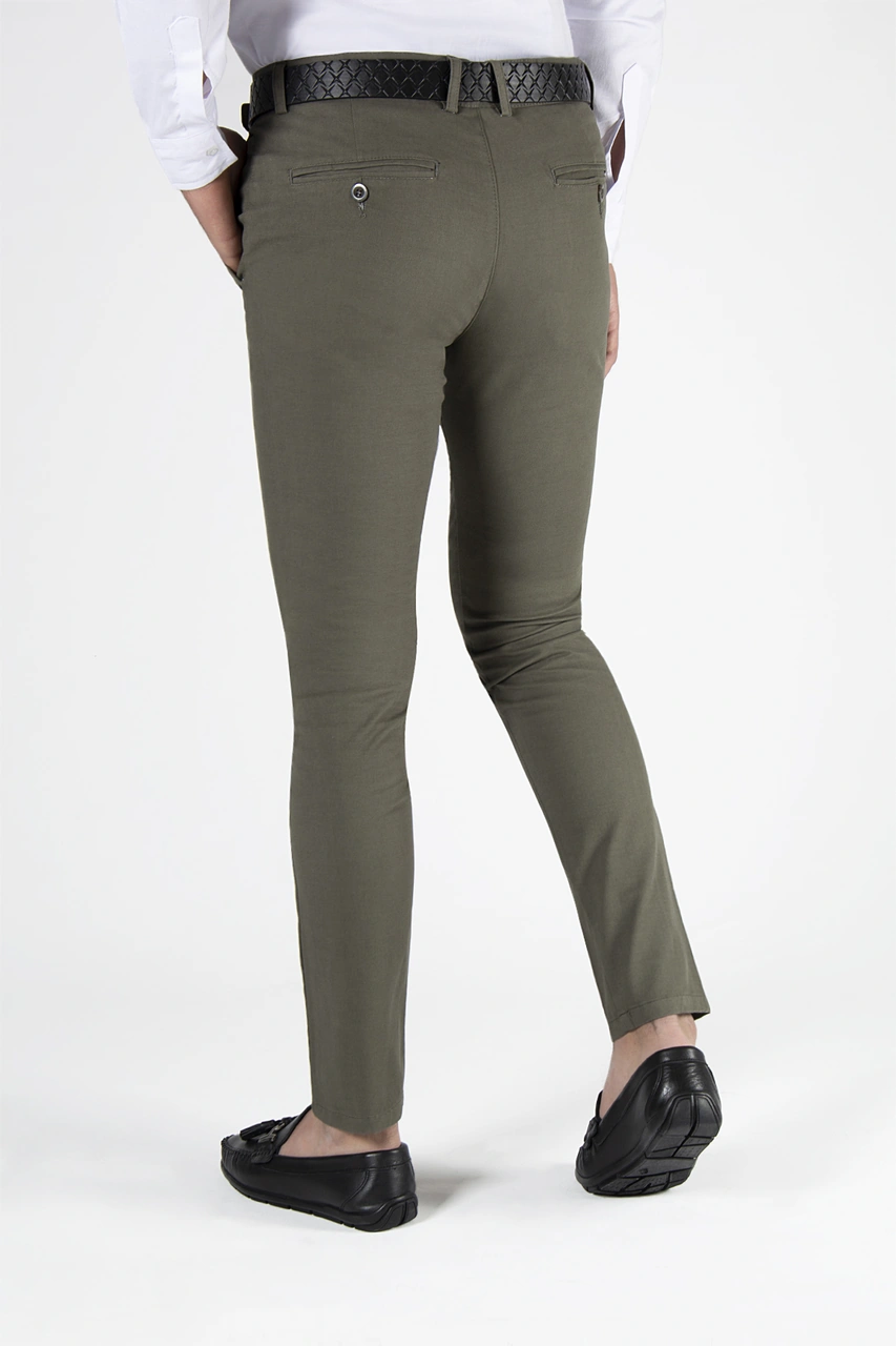 Veaven Erkek Haki Slim Fit Düz Model İtalyan Kesim Keten Pantolon Çok Renkli14
