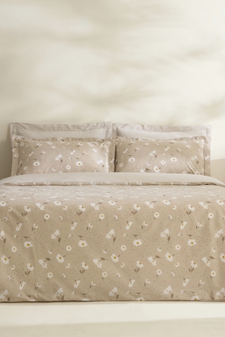 Karaca Home Daisy %100 Pamuk Çift Kişilik Nevresim Takımı Bej