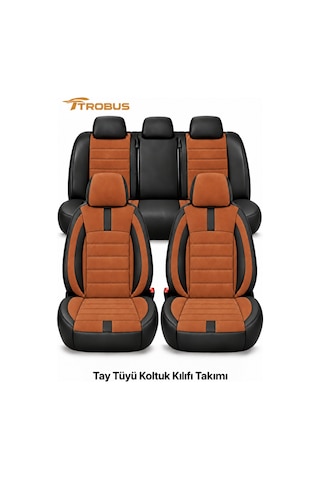 Fiat Stilo 2001-2006 Uyumlu Nergis Serisi Ortopedik Tay Tüyü Ticari 2+1 Oto Koltuk Kılıfı Taba Siyah