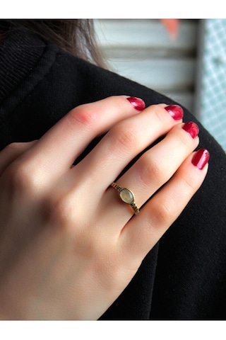 Doğal Taş Sitrin Doğal Taşlı Antik Ayarlanabilir Kadın Yüzük Euy30s Çok Renkli