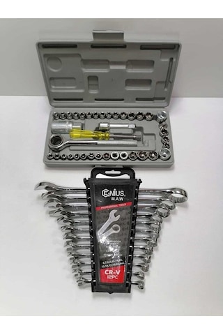 12 Parça Kombine Anahtar Takımı Ve 40 Parça Cırcırlı Lokma Takımı