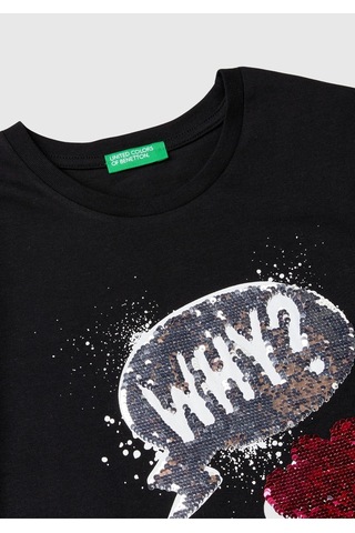 Benetton Kız Çocuk Uzun Tshırt Çocuk Sweatshirt Siyah