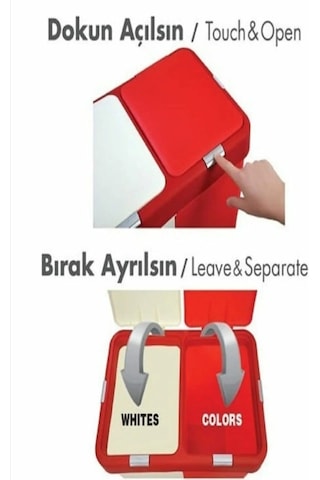 Motek Ikdokunmatik Kirli Çamaşır Sepeti Gri - Beyaz Diğer