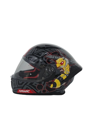 Arwic Çocuk Fullface Motosiklet Kaskı Ar931 Bee Güneş Vizörlü Ece-r 22.06 Siyah