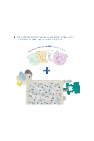 Babyjem 926 Birdy Diş Kaşıyıcılı + Silikon Emzik Uyku Arkadaşım Mavi