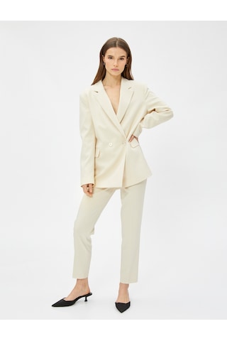 Koton Oversize Blazer Ceket Kruvaze Düğmeli Taş 3sak50091uw 3SAK50091UW080 Taş