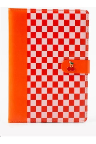 Daks Kirazlı Turuncu Defter Çıtçıtlı Kapak A5 Not Defteri 80 Yaprak Çizgili