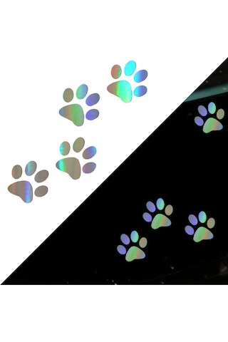 Monyee Vinil Araba Stickerları: Kedi Köpek Ayak İzi Desenli, Renkli Yansımalı, Su Geçirmez, Kolay Kurulum, Araba Dekorasyonu