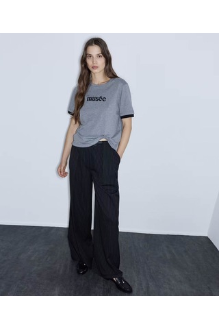 İpekyol Slogan Nakışlı İşlemeli Gri Kadın T-shirt Iw6260070171