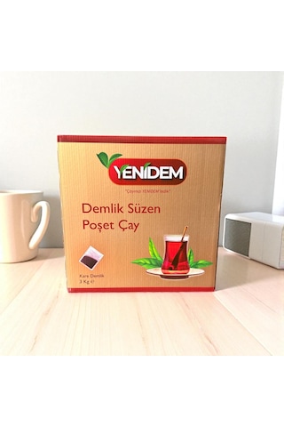 Yenidem Kare Demlik Süzen Poşet Çay Ev Tipi Siyah Çay ve Hibiskus Karışımı Bamya Çiçeği 3 KG