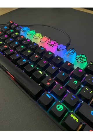 8 Parça Işık Geçiren Pokemon Anime Rozet Temalı Mekanik Klavye Tuş Seti Koleksiyonluk Keycap