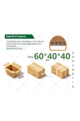 60x40x40 Ksssk 140gr Çift Oluklu Büyük Boy Koli-5adet 32desi