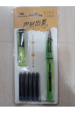 Jinhao Dolma Kalem Şeffaf Ef 0,38Uç Kalem+5 Kartuş Renk Seçenekli Şeffaf Yeşil