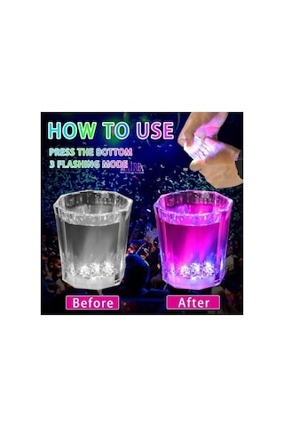 Mey İthalat Renkli Led Parlayan Fiber Optik Glow Işıklı Bardak 5,5 X 5,5 Cm Adet Fiyatıdır Çok Renkli