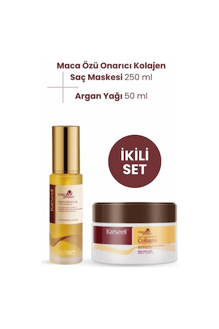 Set Maca Özü Onarıcı Repair Kolajen Saç Maskesi 250 Ml + Argan Yağı 50 Ml Karsel - 754553121 Set Maca Özü Onarıcı Repair Kolajen Saç Maskesi 250 Ml + Argan Yağı 50 Ml Karsel - 754553121