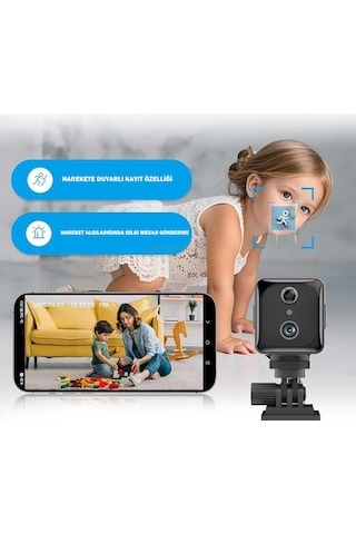 4k Mini Kamera Wifi Kablosuz Taşınabilir Pır Hareket Algılama Güvenlik Kamerası