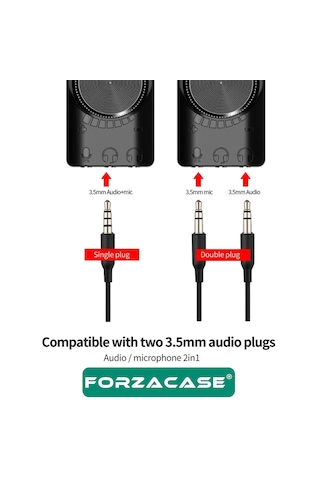 Forzacase Usb Dsp Harici Ses Kartı 7.1 Kanal 3.5mm Kulaklık Mikrofon Çevirici, Pubg Lol Efekt Fc1225