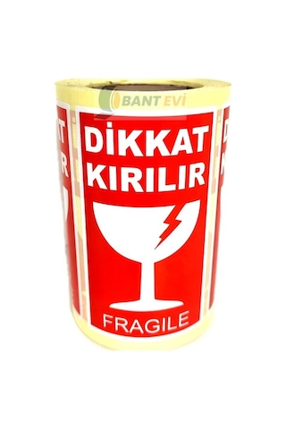 Dikkat Kırılır Fragile Etiket 10Cm X 5Cm 1 Rulo 250 Adet