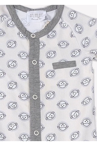 Ozmoz Kuzu Baskılı Organik Bebek Tulum - Sd715 Çok Renkli