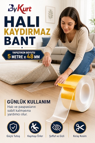 Çift Taraflı Güçlü Yapışkan Halı Ve Yolluk Sabitleyici Bant