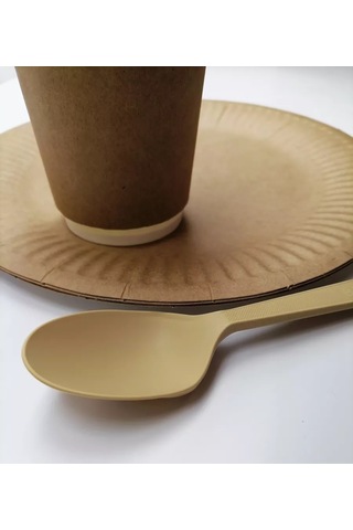 Klık-pıknık 50 Adet Tek Kullanımlık Kaşık Mısır Nişastası Kremalı Renk 234541677 100 adet