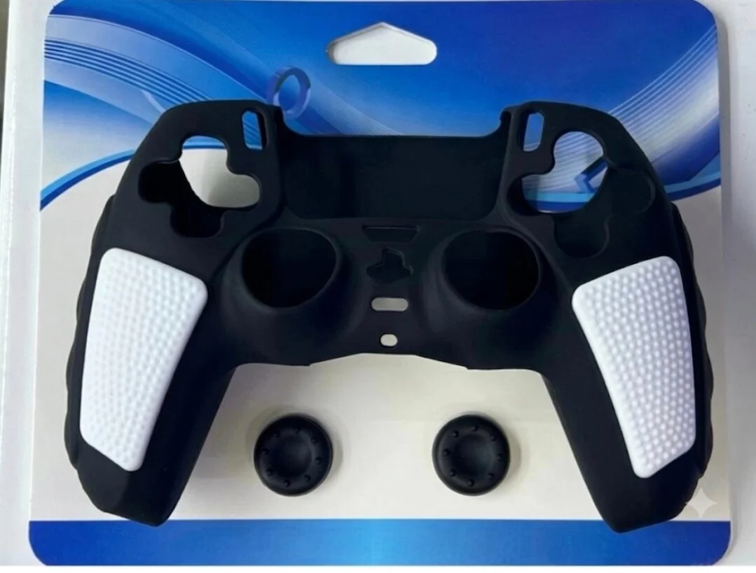 Playstation 5 Ps5 Joystick Kol Silikon Kılıf Analog Koruyucu Set Beyaz - Siyah