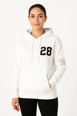 Etiler Collection Üç İplik Kapüşonlu Ön Ve Arka Baskılı Sweatshirt Hoodie - Beyaz