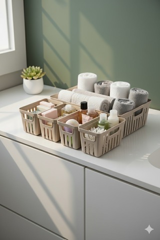 Ny Home 5 Parça Banyo Dolap İçi Düzenleyici Bej Bej