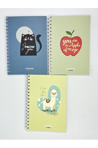 Post-book A6 Karton Kapak Spiralli Not Defter, 7 Farklı Desen 1 Adet Karışık