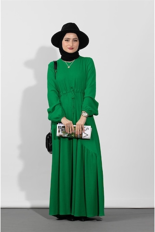 Sevitli Beli Tüneli Elbise-benetton Yeşili-1503-benetton Yeşil