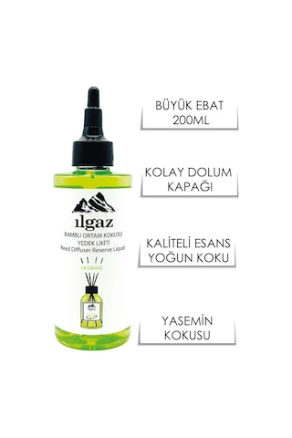 Ilgaz Yasemin Çiçeği Oda Kokusu Yedek Likit Şişe 200 Ml Kalıcı Ve Ferahlatıcı Yasemin Kokusu