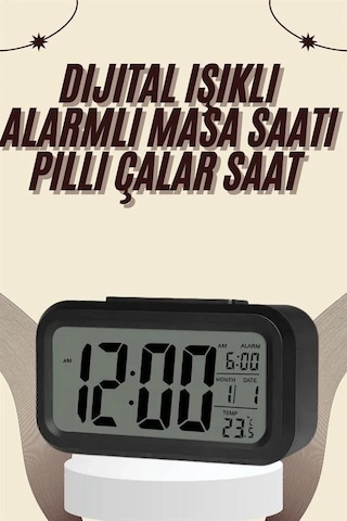 Şık Dijital Masa Saati 4,3x15,1 Cm Termometreli Çok Renkli 33650768