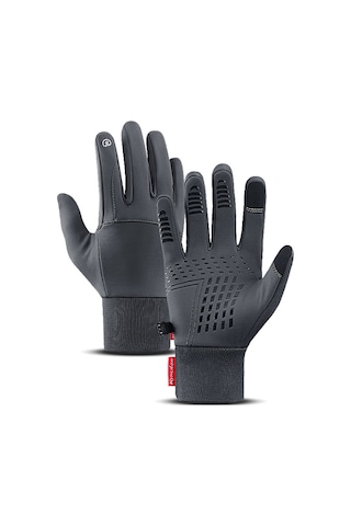 Geeksen Kışlık Dışarıda Su Geçirmez Isı Sağlayan Rüzgar Engellli Dokunmatik Ekran Uyumlu Bisiklet Kayak Sürüş Eldiveni Gri L Adet Fiyatı Gri