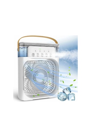 600 Ml Su Tanklı Buharlı Serinletici Fan Taşınabilir Mini Fan Led Işıklı Hava Soğutucu Vantilatör