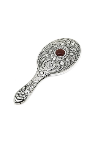 Altın Sepeti GA067 Bordo Taşlı Gümüş Atiye Aynası