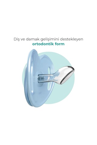 Mamajoo Ortodontik Emzik Seti 12 Ay+ Powder Blue | İkili, Silikon, Damaklı | Sterilizasyon & Saklama Kabı