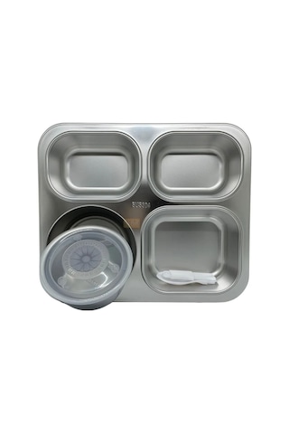 Vagonlife 4 Bölmeli Yeni 1200 Ml Çelik Lunch Box Vgn-7080 - Siyah Çok Renkli