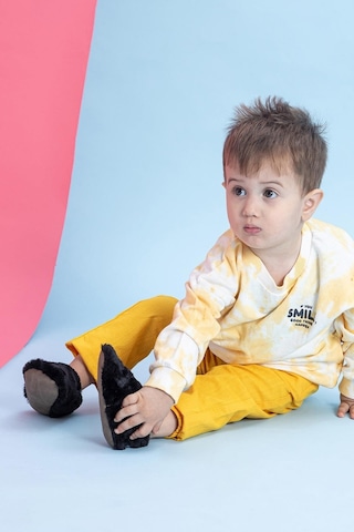 Hopfrög Kids Furry Siyah Kürk Barefoot Patik Siyah